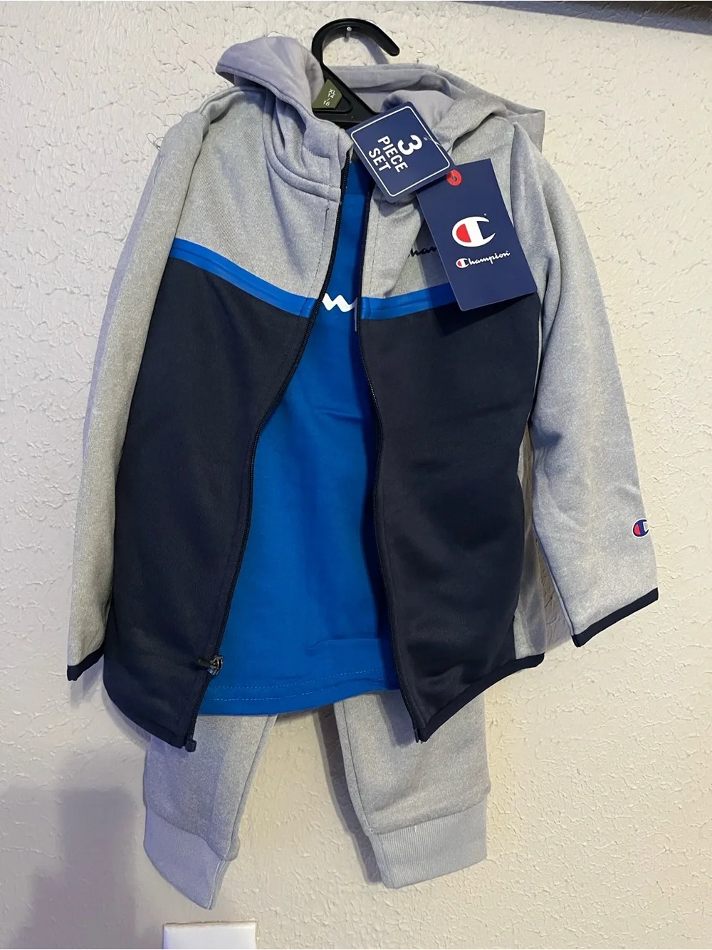 Champion Gray, Navy & Blue 3-Piece Athletic Set